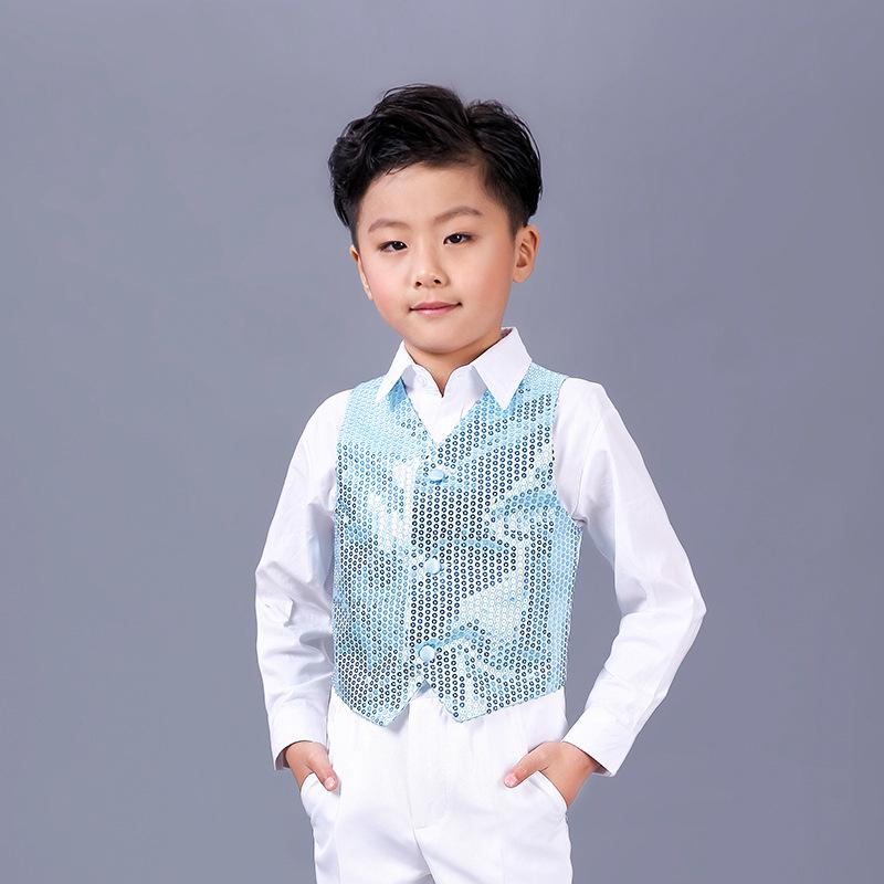 Children's Sequin Vest Dancewear: Jazz, Street, Catwalk Performance Costume for Girls and Boys