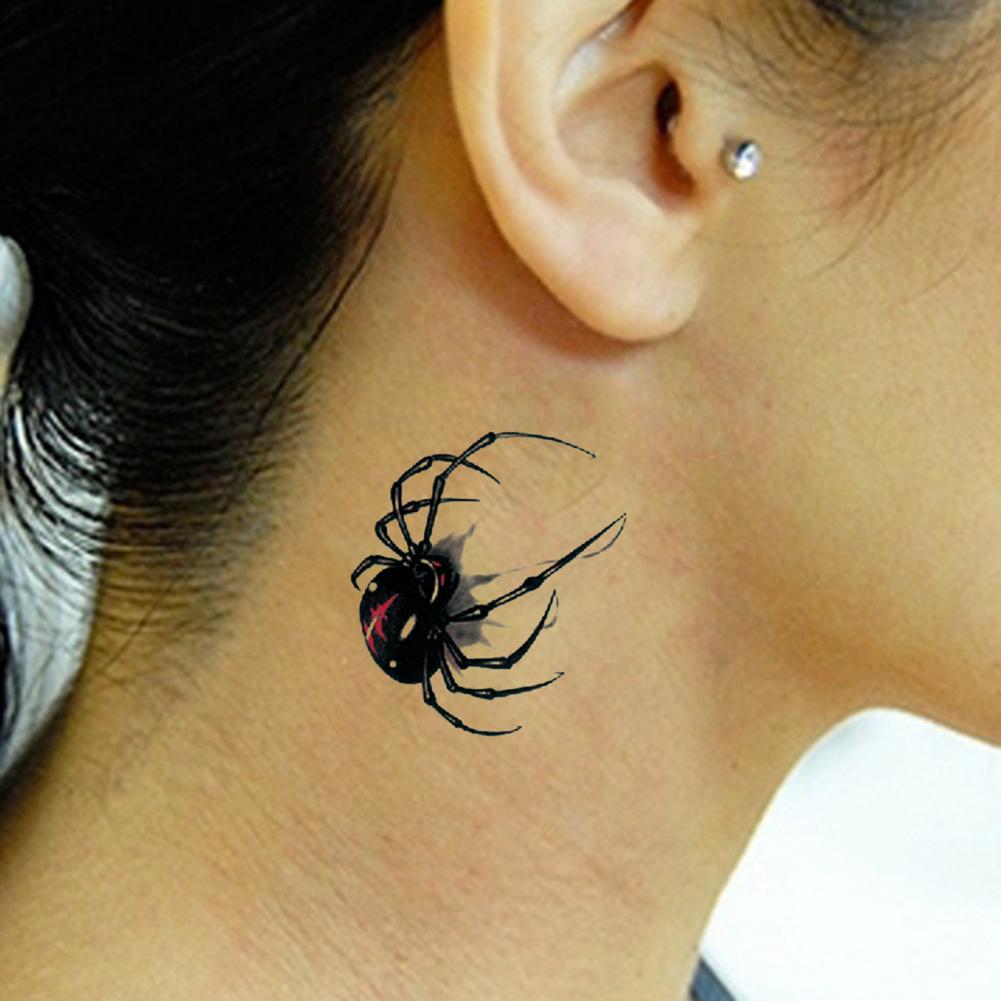 Autocolante tatuaje temporare 3D păianjen impermeabile artă corporală pentru gât braț spate autocolante tatuaje păianjen realiste pentru petreceri de Halloween