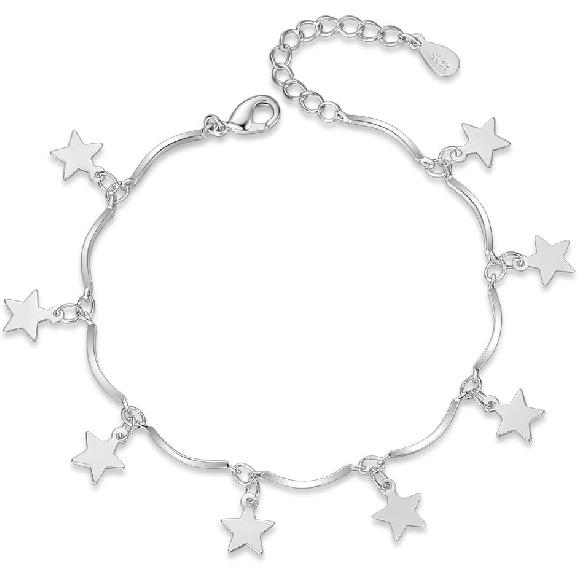kelistom 925 Sterling Silver Bracelets for Women Teens, Love Heart Charm Chain Bracelet Bangle Fashion Jewelry Gifts