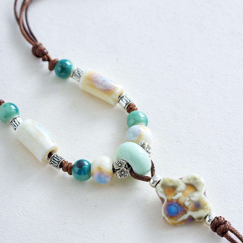 Bohemian Retro Butterfly Pendant Ceramic Necklace