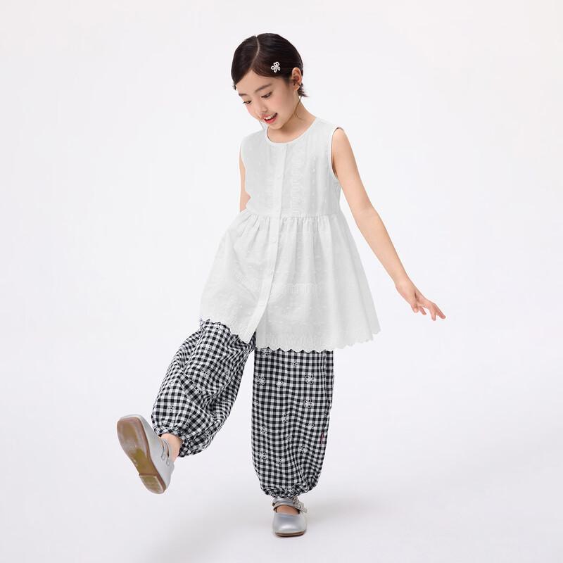 Girls' Embroidered Sleeveless Lace-Trim Top