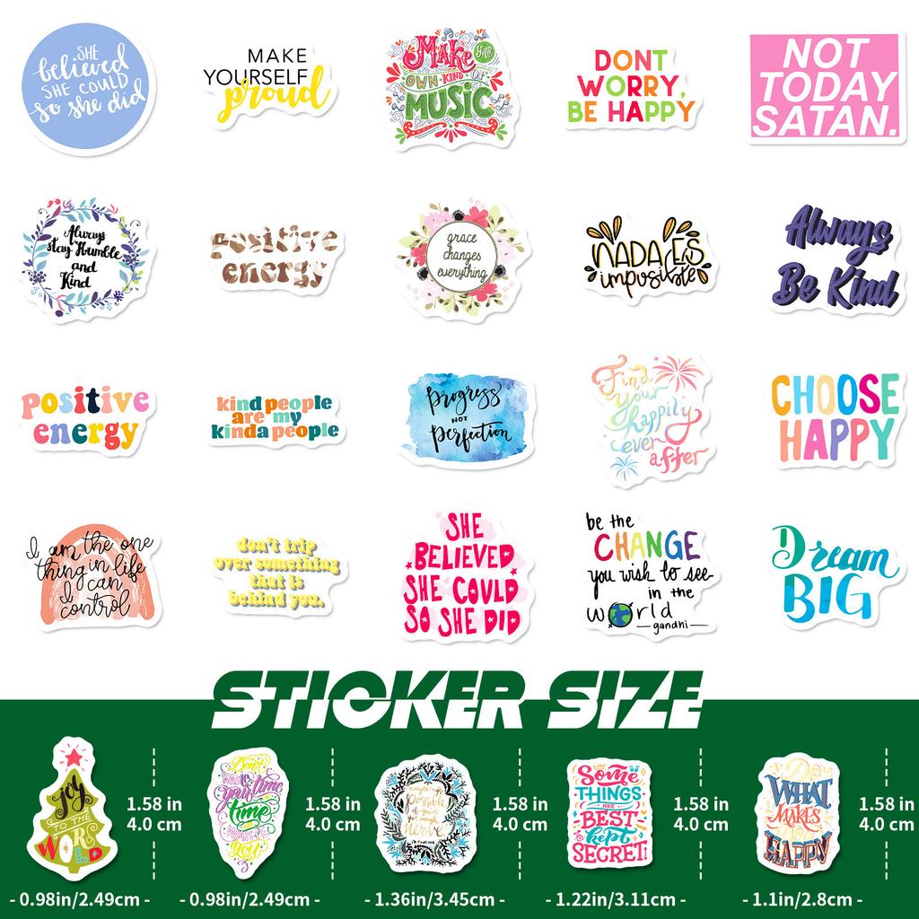 50 Small Size 4cm English Phrase Graffiti Stickers Helmet Mobile Phone Motorcycle Computer Decoration Stickers
