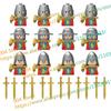 N501U-504U Medieval Castle Knight Building Blocks Figures Four Side UV Printing King Warhorse Weapons Accessories Toys Kid Gifts