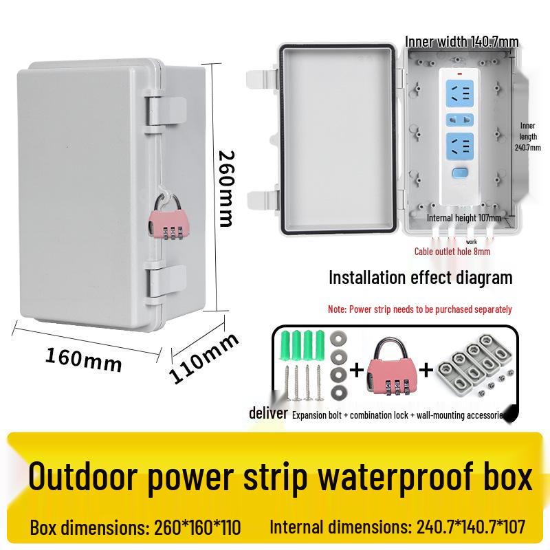 Zamykana wodoodporna skrzynka gniazdkowa zewnętrzna z osłoną przeciwdeszczową