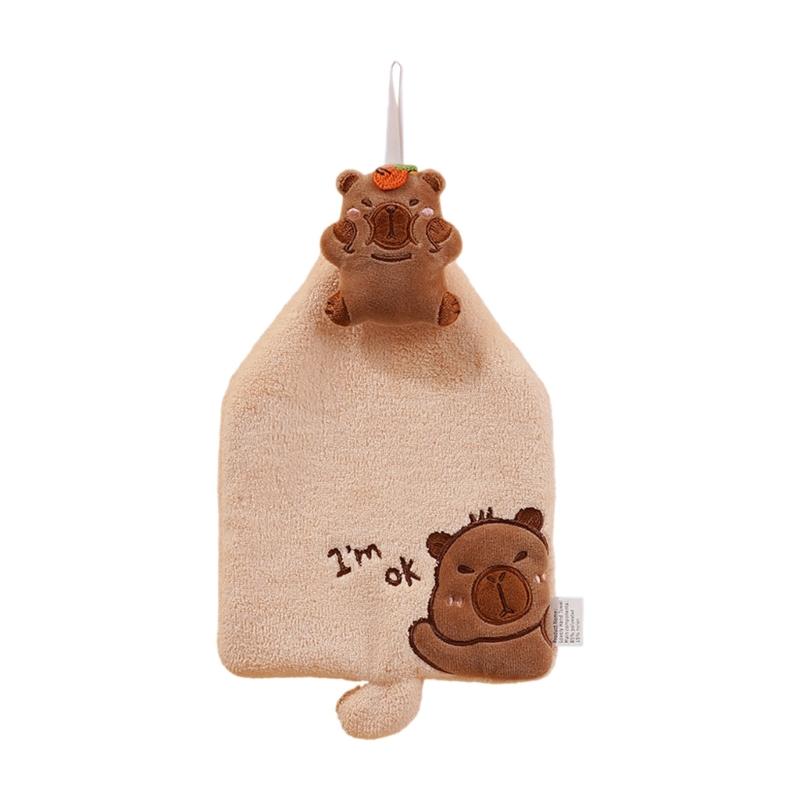 

Adorable Animal Themed Polyester Hanging Towel, High Absorbency Small Towel for Home and Bathroom Use