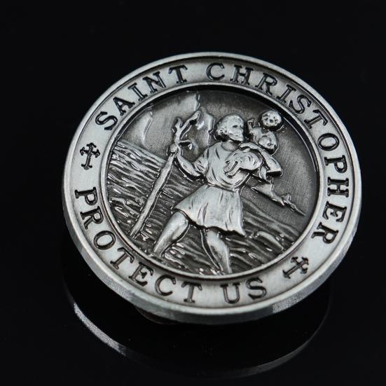 St Christopher Visor Clip for Car Metal Saint Christopher Amulet Safety Talisman Automotive Accessories