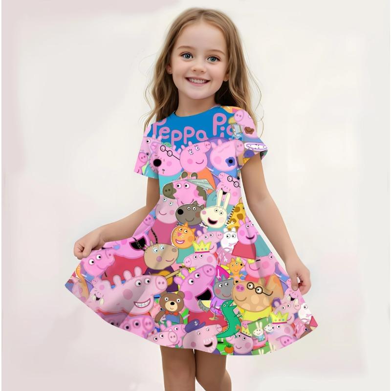 

3D Printed Fashion Cartoon Pattern Cute Short Sleeved Dress Cosplay Youth Girl Clothes 110