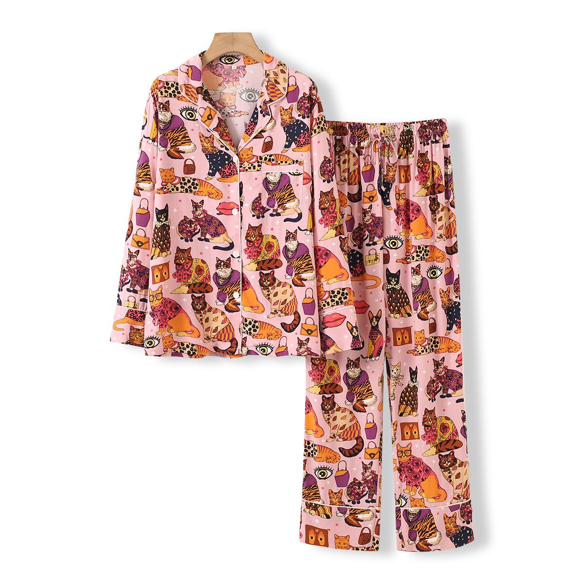 

Домашняя одежда с принтом, пижамный комплект для женщин, весна и осень, новейшая симпатичная хлопковая свободная и удобная женская пижама Dormir L