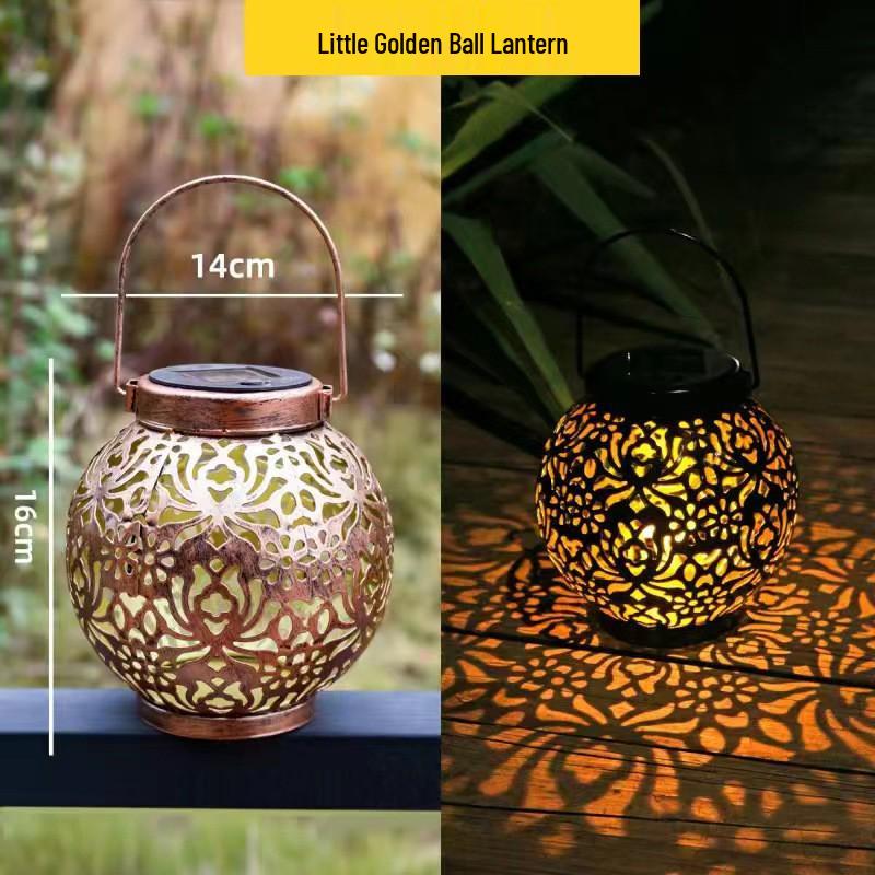 

Солнечный фонарь: Полый сферический светильник-тыква из кованого железа для уличного сада