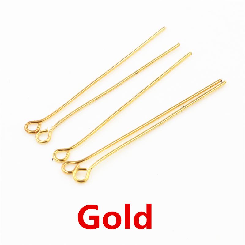 200pcs/bag 16 20 25 30 35 40 45 50mm Eye Head Pins Classic 7 Colors Plated Eye Pins For Jewelry Findings Making DIY Supplies