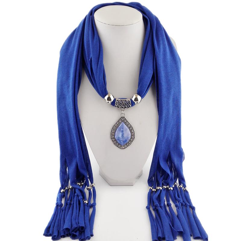 Jewelry Scarf Metal Diamond Jade Pendant Women Shawl Scarf