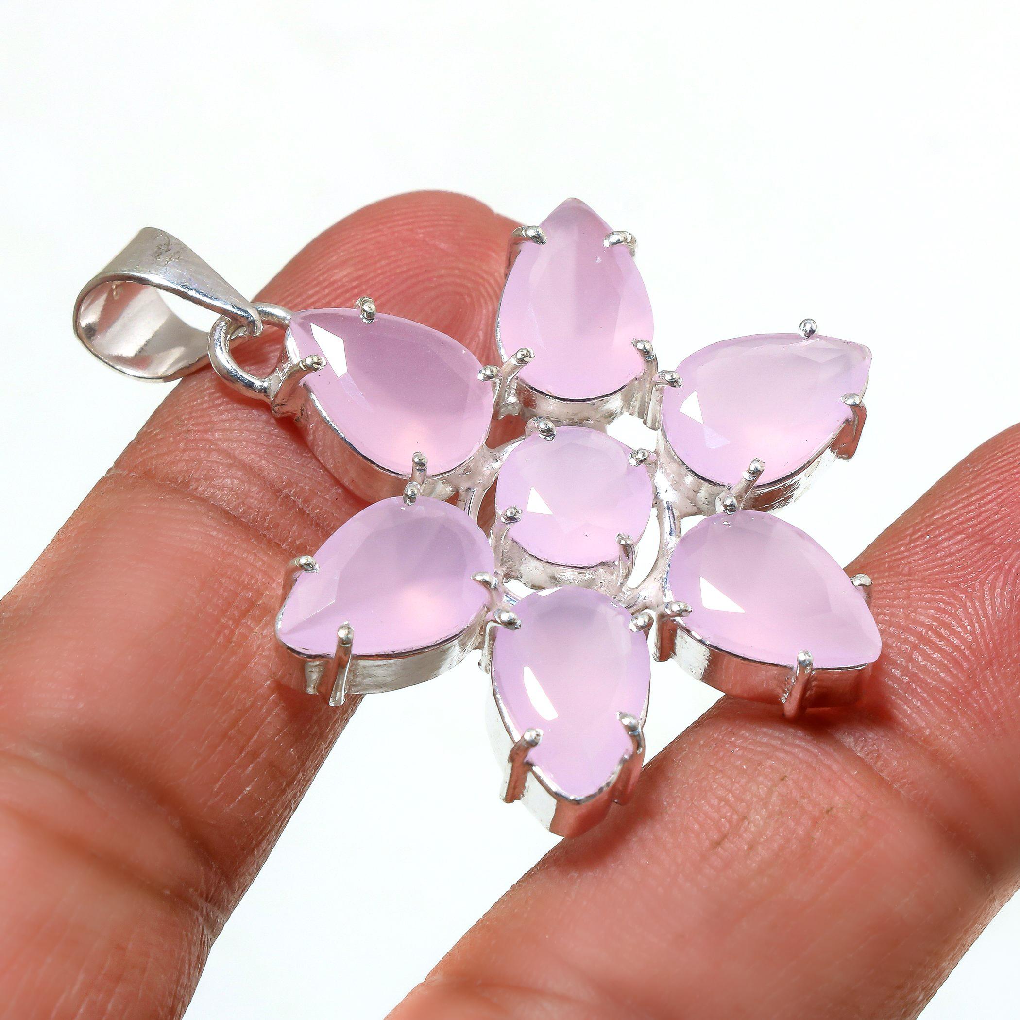 

Серебро 925 пробы Розовый кварц Драгоценный камень Ручной работы Подвеска Ювелирные изделия Подвеска-звезда Ювелирные изделия Подвеска-звезда Ювелирные изделия Для Девочек Женские 2 Inches розовый