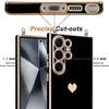 Coque Bandoulière pour Samsung Galaxy S24 Ultra, Souple Motif Cœur Silicone Noir