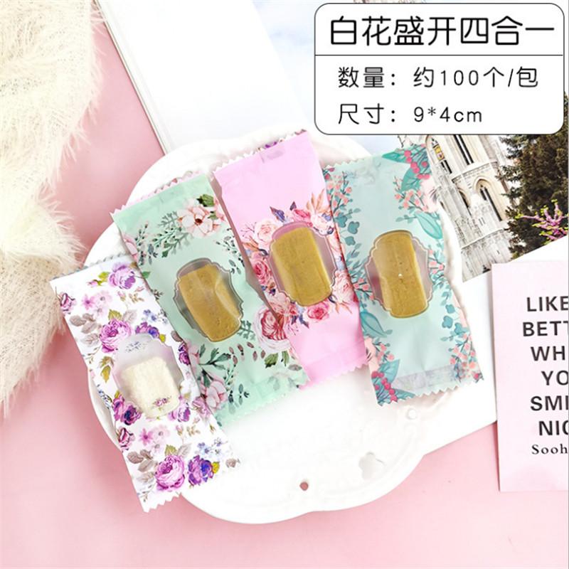 100 Stück Neue Schneeflocken-Knusperverpackung Blumentee Kekse Nougat Maschinell versiegelt Transparente Gefrostete Beutel Weihnachtsgeschenkverpackung