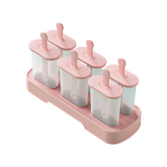 6Pcs Ice Cream Mold Plastic Popsicle Maker for Homemade Fruit Ice Cream Yogurt Popsicles Chocolate Pudding Molds for Children