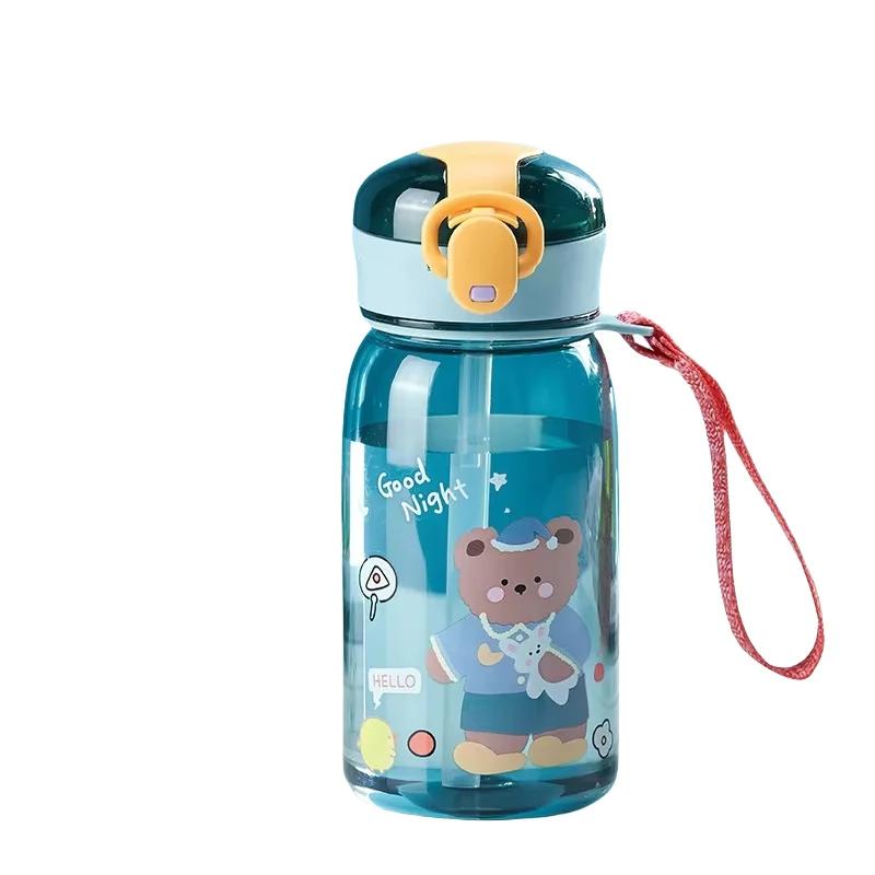 400ml Kids Water Sippy Cup With Straw Cartoon Water Bottles Outdoor Portable Drink Bottle Children's Lovely Cup Leakproof Water Adult Bounce Cup
