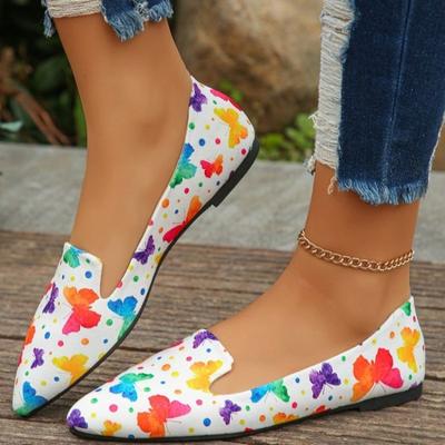 Scarpe da donna 2024, scarpe basse da donna a punta, in saldo, da esterno, per tutti i giorni, con fondo morbido, slip-on, stampa, scarpe taglie forti da donna