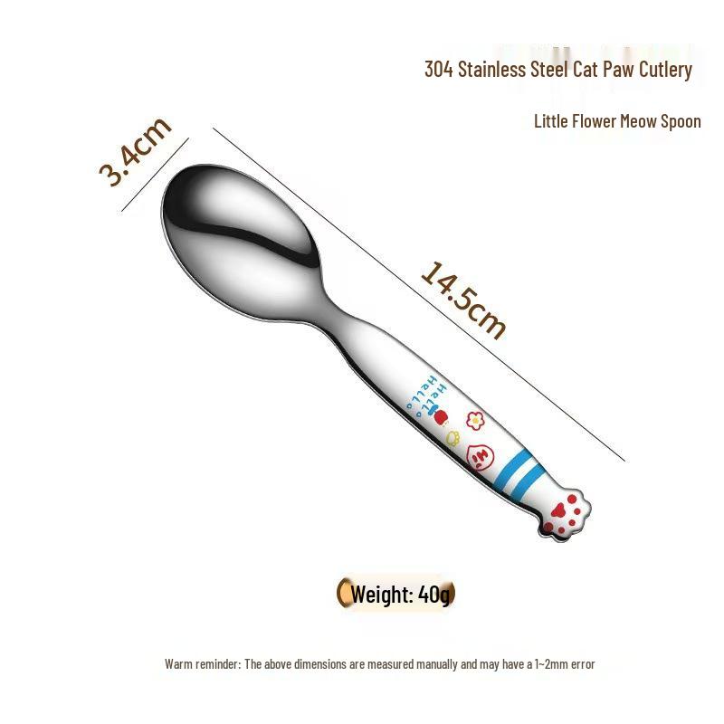 

Meow Cat Paw Spoon Set: 304 Stainless Steel Cartoon Kit for Desserts - Cute Knife, Fork, Spoon Four-Piece Set for Kids