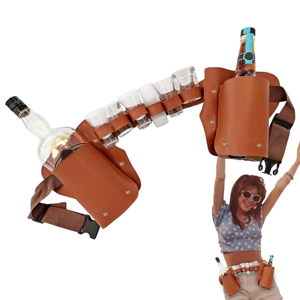 Waist Beer Bottle Waist Bag Adjustable Drink Holder for Camping Portable Beer Belt Bag Wine Bottles Can Holder Waist Pack Bag