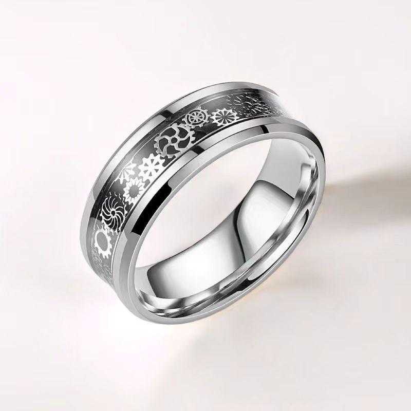 

Men s Trendy Titanium Steel Gear and Cross Design Fashion Ring Size 8