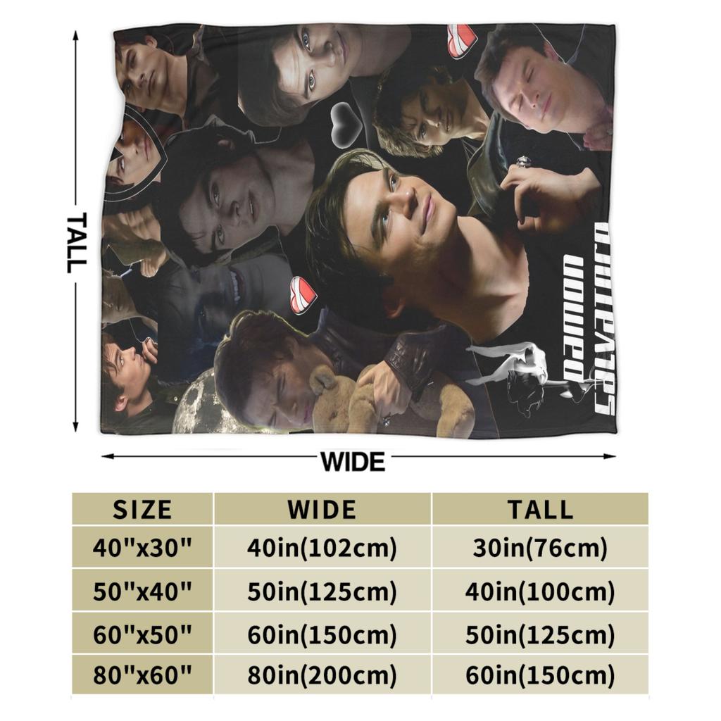 Damon Salvatore Blanket Cover Coral Fleece Plush The Vampire Diaries Warm Throw Blankets for Home Couch Bedroom Quilt