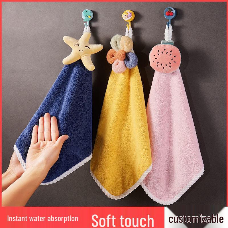 Coral Fleece Cute Cartoon Children's Hand Towel - Thick, Absorbent Small Square Towel