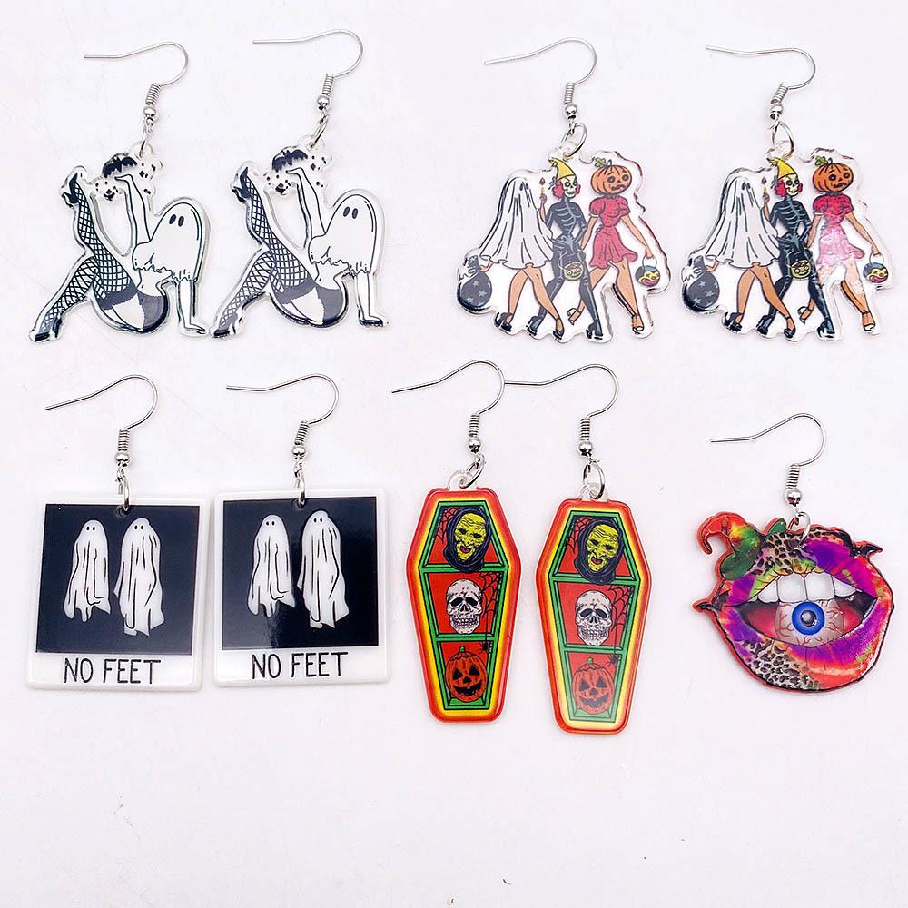 Spooky Halloween Pumpkin Ghost Witch Acrylic Earrings