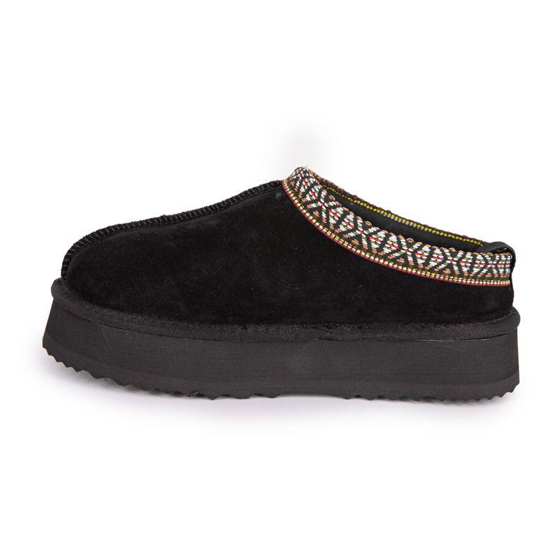 Women's KELARA Suede Effect Leather Lined Slippers with Ankle Trim