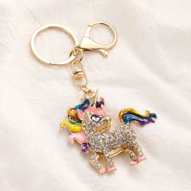 1PC Crystal Bags Decor Car keyrings for Women Rhinestone Elephant Horse Pendants Unicorn Keychain
