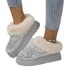 Women's Plus Size New Autumn Winter Chunky Sole Thickened Furry Snow Boots Sequin Upper