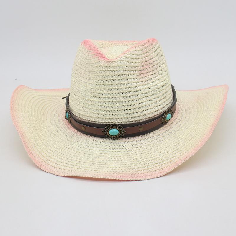 Cross-Border Foreign Trade Can Be Windproof Rope Spring Summer Bohemian Style Western Cowboy Straw Hat Tibetan Tibetan Men And Women Top Hat
