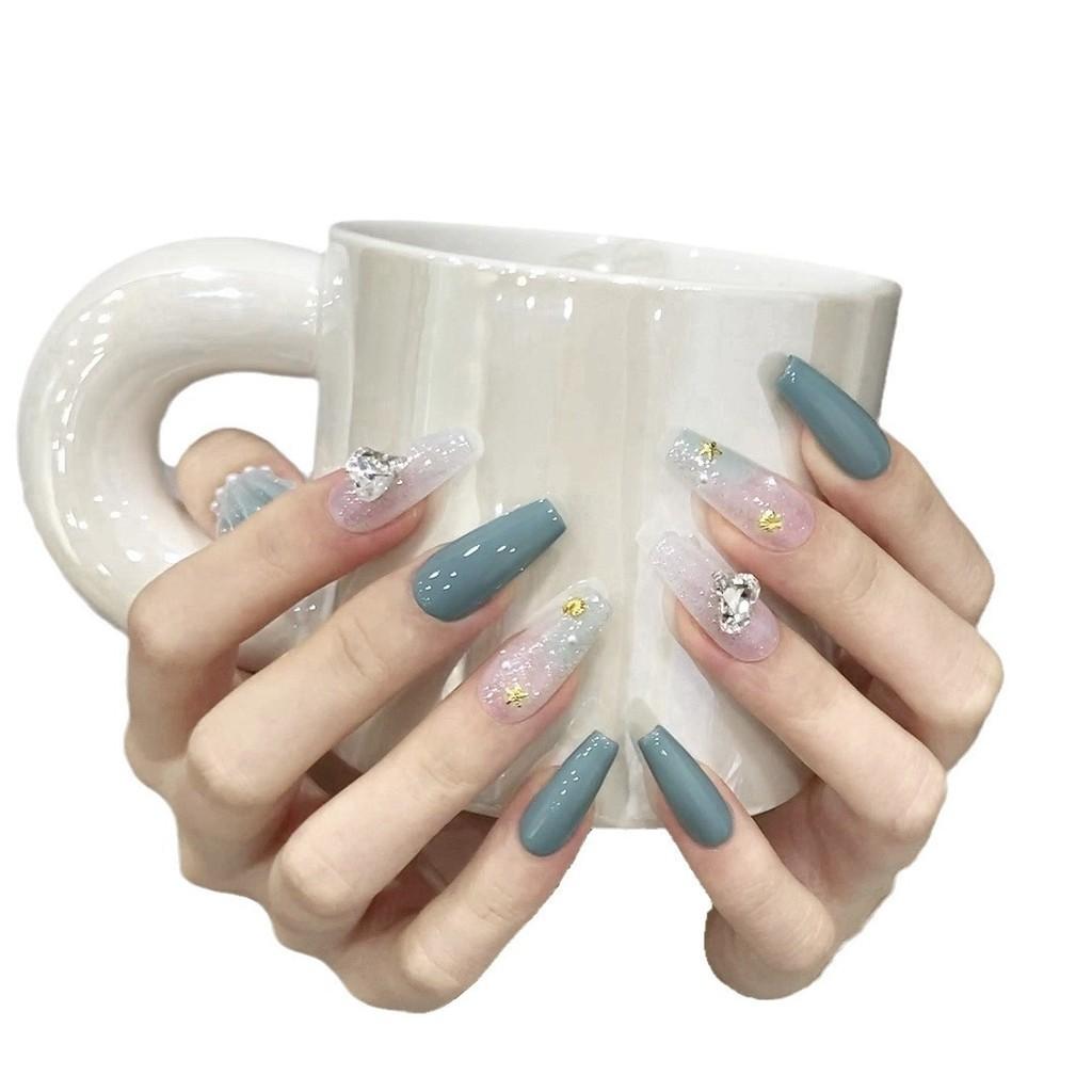 Künstliche Nägel Ozean-Serie Muschelperlen Phototherapie-Nägel Falsche Nägel Wiederverwendbare und Abnehmbare Nägel