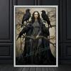Gothic Dark Fantasy Wall Art  Crow Witch Retro Posters for Living Room  Halloween Horror Canvas Painting Print  Home Decor