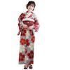 Yukata White Background with Black Stripes and Red and White a Love Yukata Set with a Heko Obi [Brilliant Peace] "Wa Nadeshiko" Women's Set