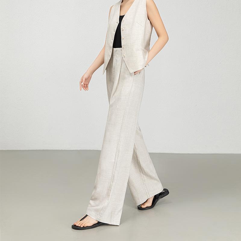 Tencel Linen Wide-leg Pants Women's Summer Thin Loose Linen Pants Old Money Wind Thin Casual Trousers Mopping the Floor