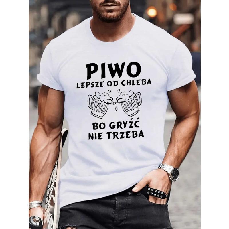 

European sizes Fun Polish Men s Short Sleeve T-shirt Summer T-shirt Top 4XL білий