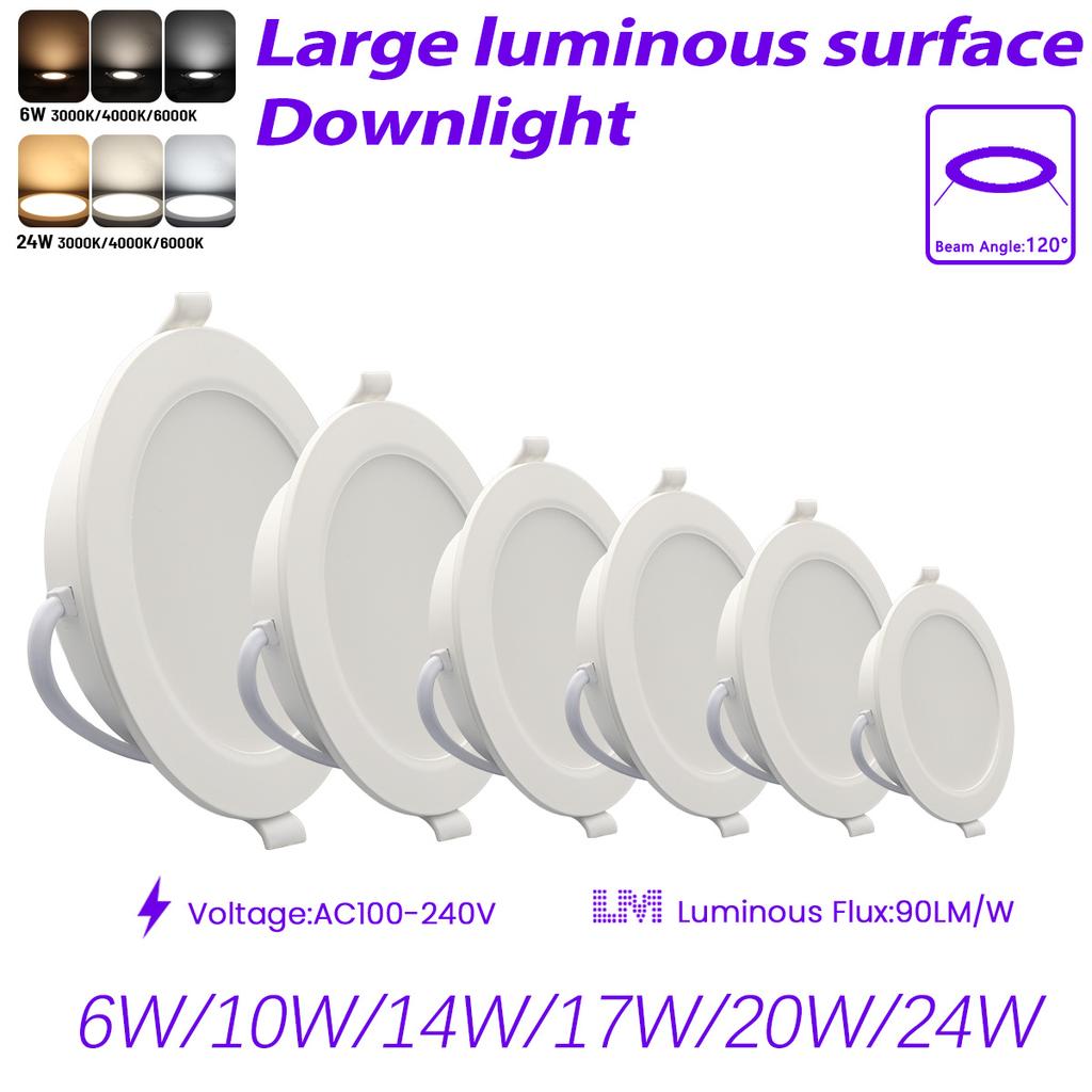 40PCS 100V-240V Recessed Ultra-thin LED Downlight Ceiling Lamp Warm Natural Lighting 3000K 6000KSupermarket 6W 10W 14W 17W 24W