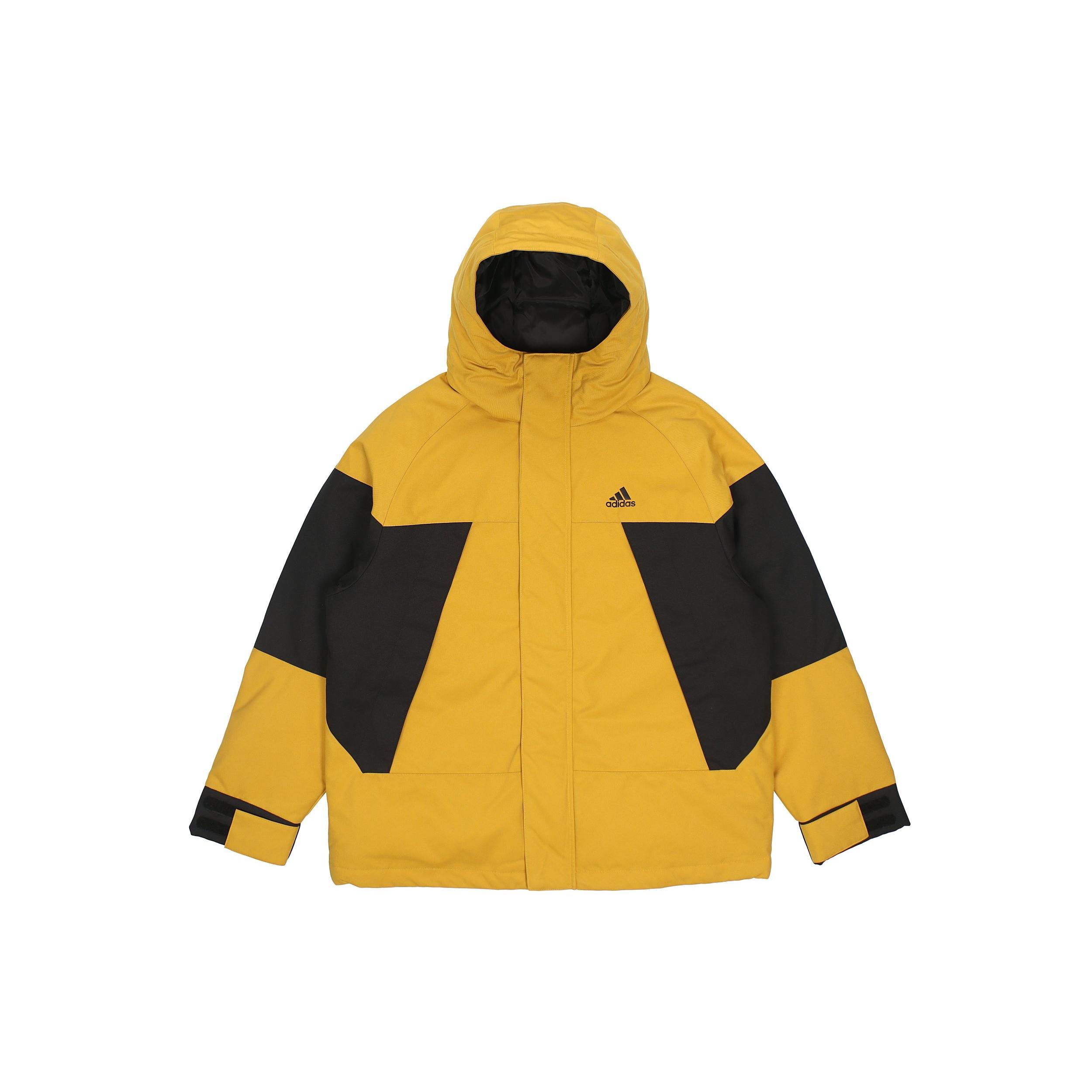 adidas Cb Bos Logo Jkt Contrast Color Stitching Hooded Down Jacket Yellow Unisex H23091 XXL