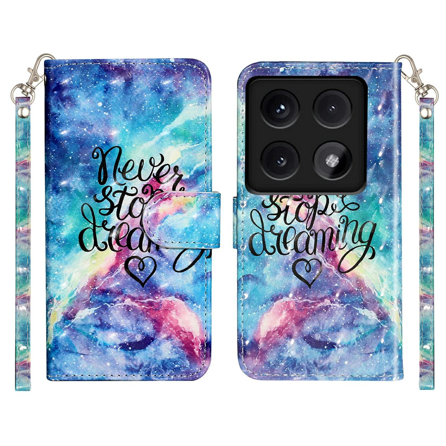 

For Xiaomi 14T Case 3D Pattern Printed Phone Leather Phone Cover Starry Sky