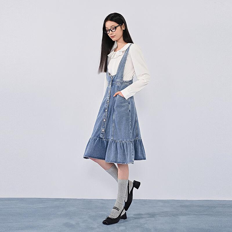 Ledin Women's Sweet Denim Suspender Dress