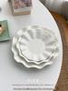 Korean Ruffle White Ceramic Dinner and Snack Plate