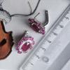 Серебряные серьги с натуральным рубином 14.72ct, фианитами (2205265)