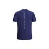 Under Armour Seamless Plaid Training Round Neck Short Sleeve T-Shirt Men Tops Blue 1376921-468