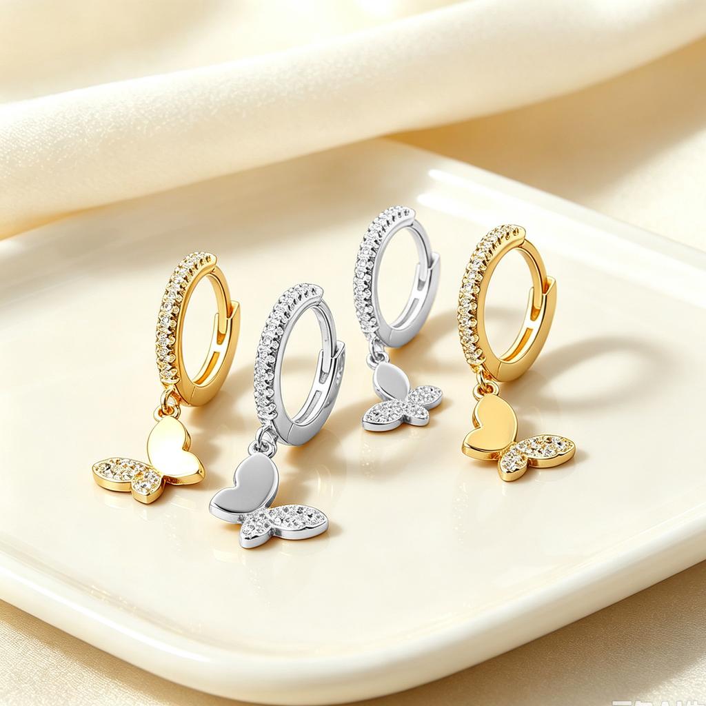 925 Sterling Silver Huggie Hoop Earrings Cactus Diamond Zircon Classic Gold Plated for Women for Weddings or Gifts