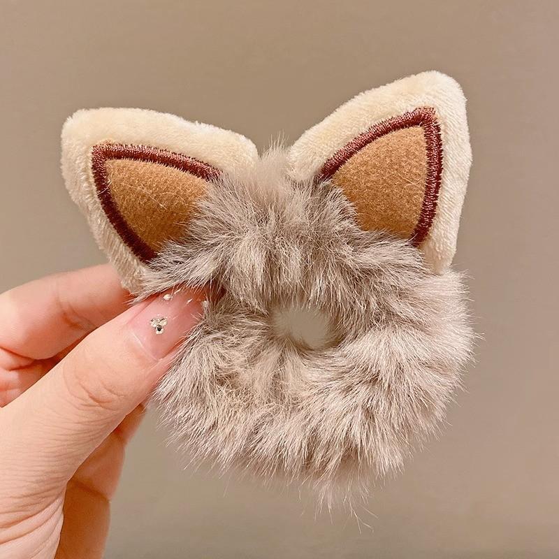 Autumn Winter Plush Cat Ear Hair Ring Female Cute High Elasticity Children Hair Rope Simple Hair Accessories