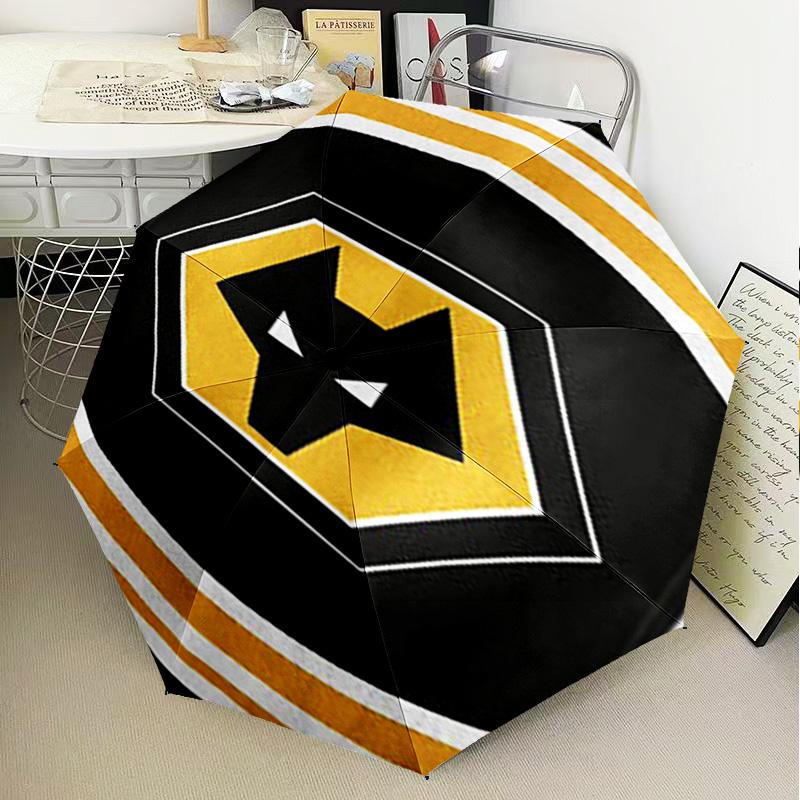 1PC Wolves Football Club Emblem Printed Umbrella Folding umbrella, automatic umbrella 8-Frame for Travel, camping Fan gifts Christmas Gifts