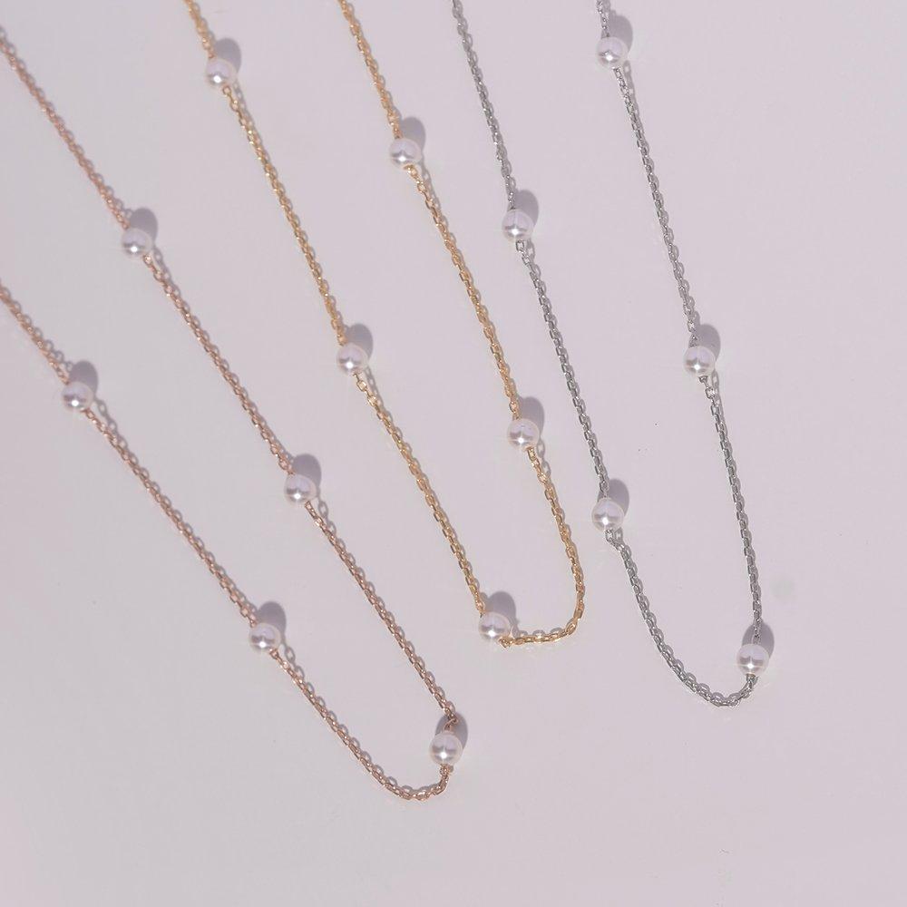 925 Silver Weave Swallow Pearl Chain Necklace W