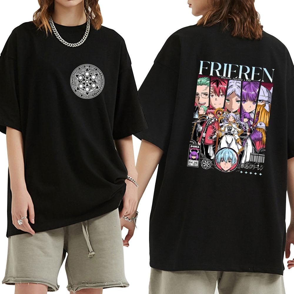 Anime Frieren: Beyond Journey's End T-shirt Unisex Women Fashion Harajuku Tees Cotton Tops Casual Oversized TShirt Summer Clothing
