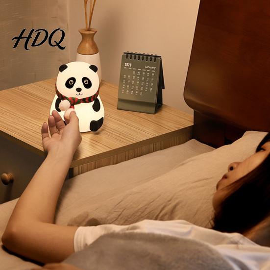 Panda Night Light Silicone LED Light Rechargeable Cartoon Bedside Lamp with 7 Children Room Nightlight Colors Soft Color Changing Desk for