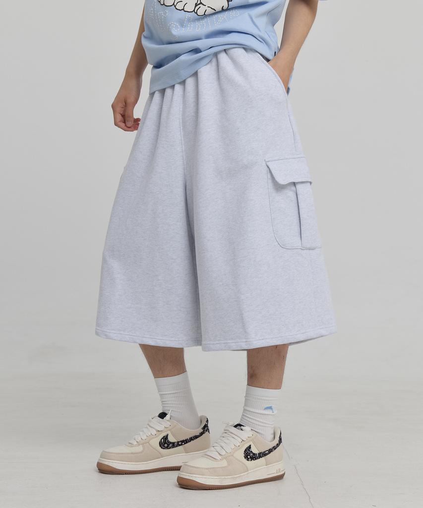 WAIKEI Cargo Bermuda Sweatpants Melange White